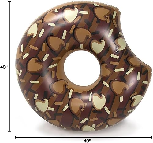 Miniatura 5 de SC Flotador de piscina de triple dona de chocolate de lujo, 40 pulgadas de diámetro