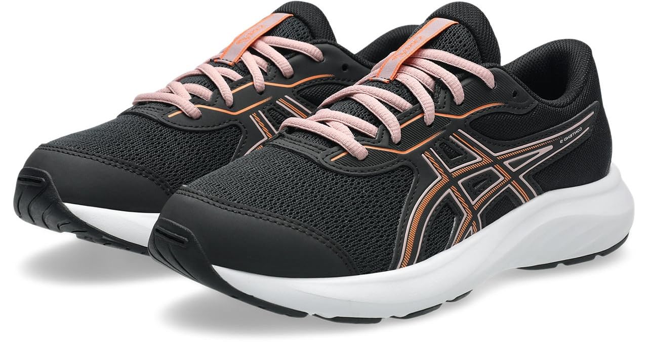 Asics  Kids Contend 9 Gs Kids Road Running Shoes - Black/Sun Peach - 5 (39)