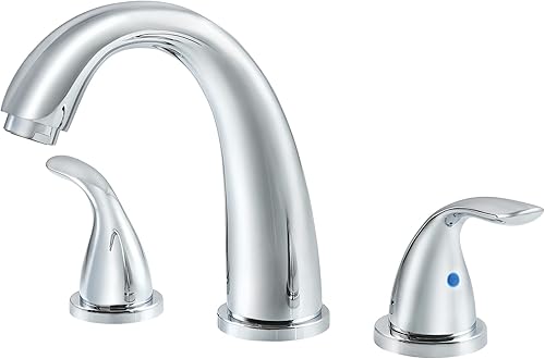 SKOWLL Grifo de baño generalizado de 3 agujeros para montaje en cubierta, grifo de lavabo de 2 manijas, cromo pulido