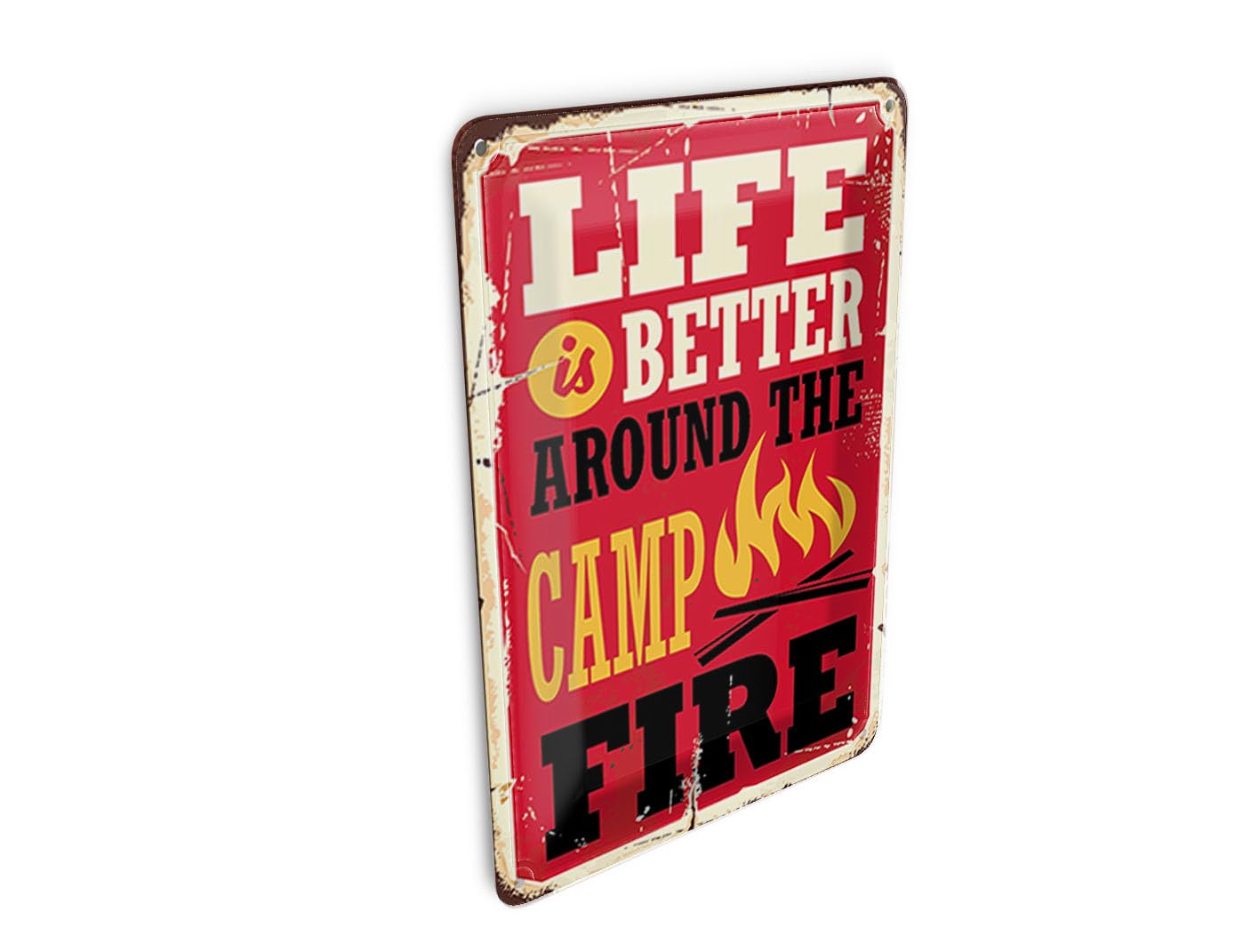 Femer Girls Multicoloured Tin Postcard Retro 14 X 10 Cm Life Better Camp Fire Camping Sign