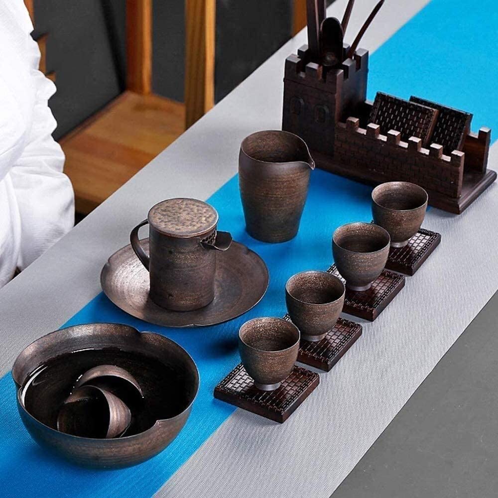 novità Brocche Teiera per tè e caffè Set da tè personalità retrò tè nostalgico per la casa Stile Cinese, Cerimonia del tè a Mezza Bocca in Bronzo Fatto a Mano