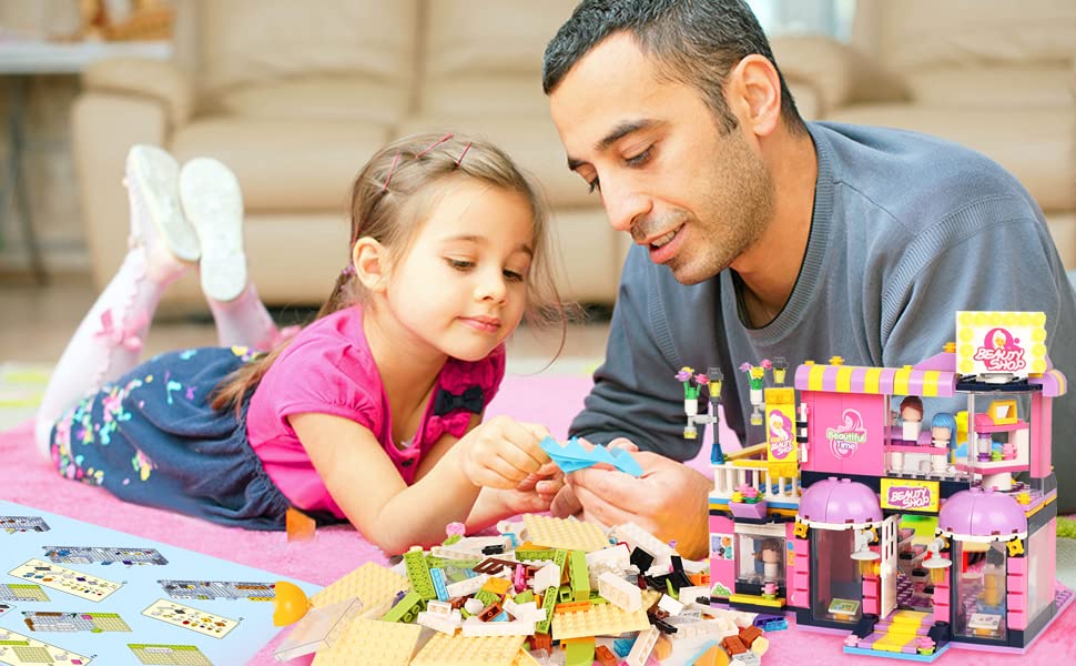 EP EXERCISE N PLAY Friends Supermarkt Spielzeug, Friends Friseursalon Bausteine Set, STEM Lernen Rollenspielfähiger… – Bild 7