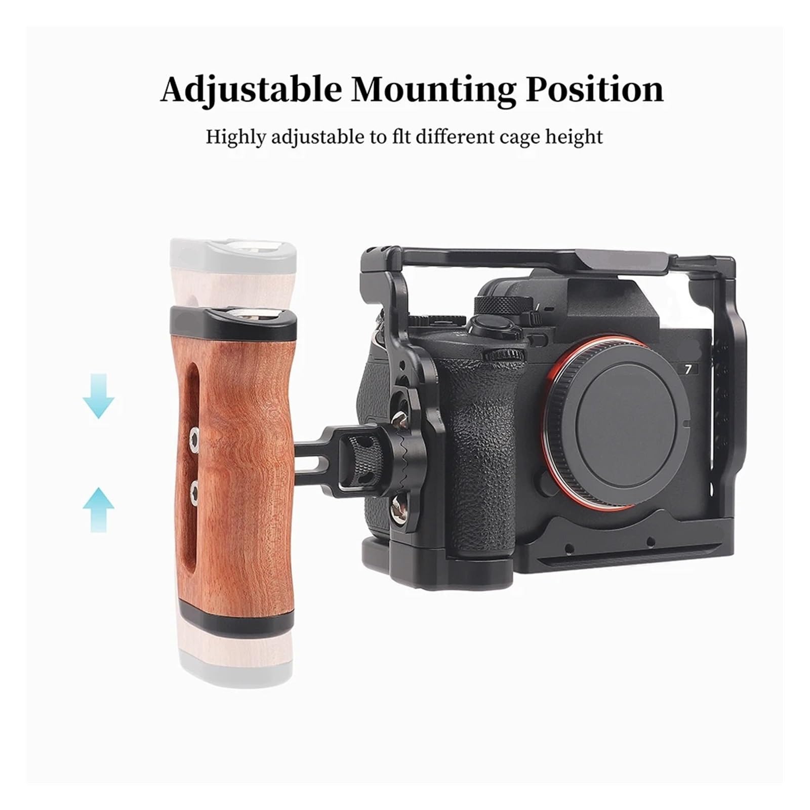 Compatible con Sony, Zapata fría con Mango Lateral de Madera