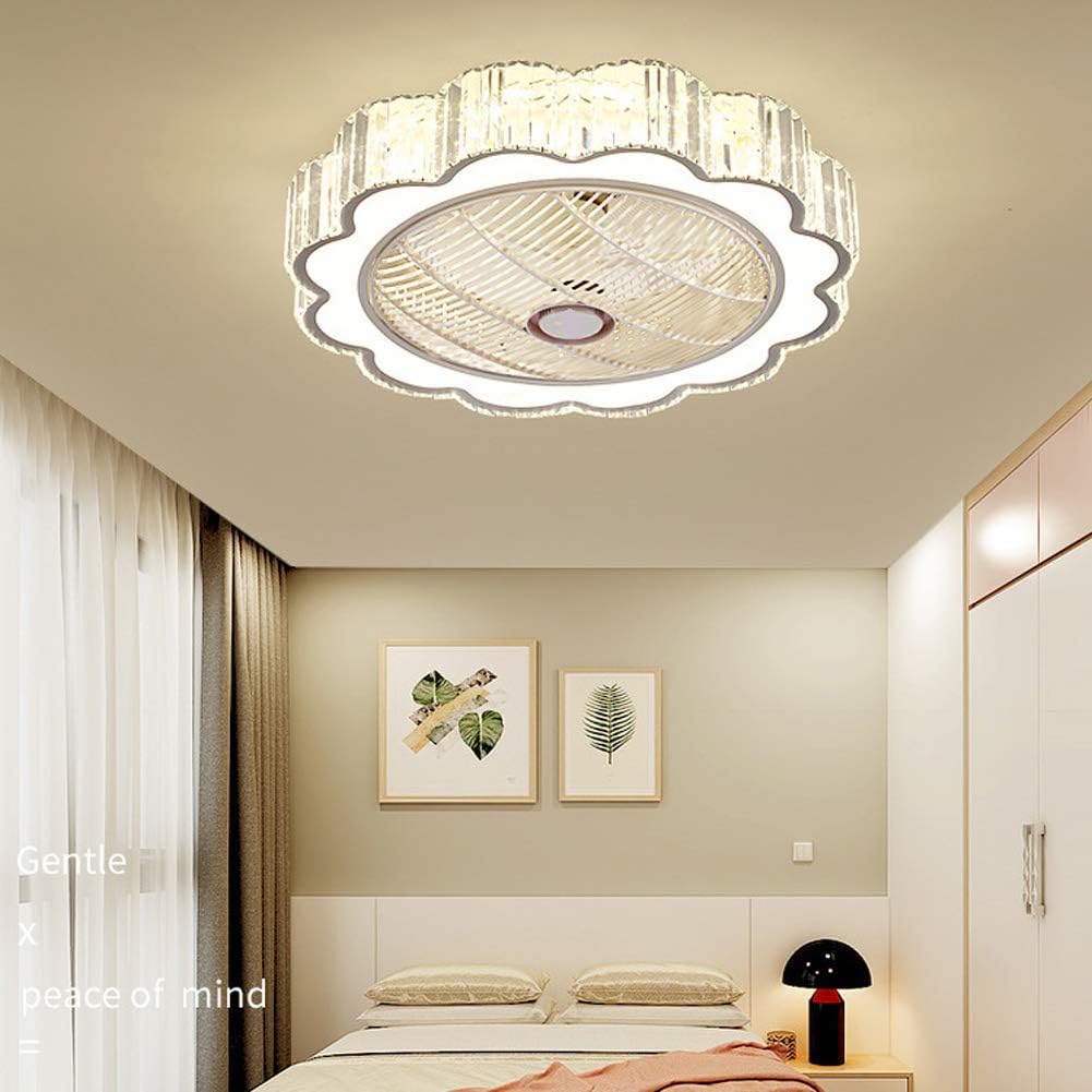 Discount Orillon Modern Flush Mount Crystal Ceiling Fan with Light for Indoor Kitchen Bathroom Bedroom, 22 inches Chandelier Fan Remote LED 3 Color Lighting Low Profile Quiet Hidden Electric Fandelier