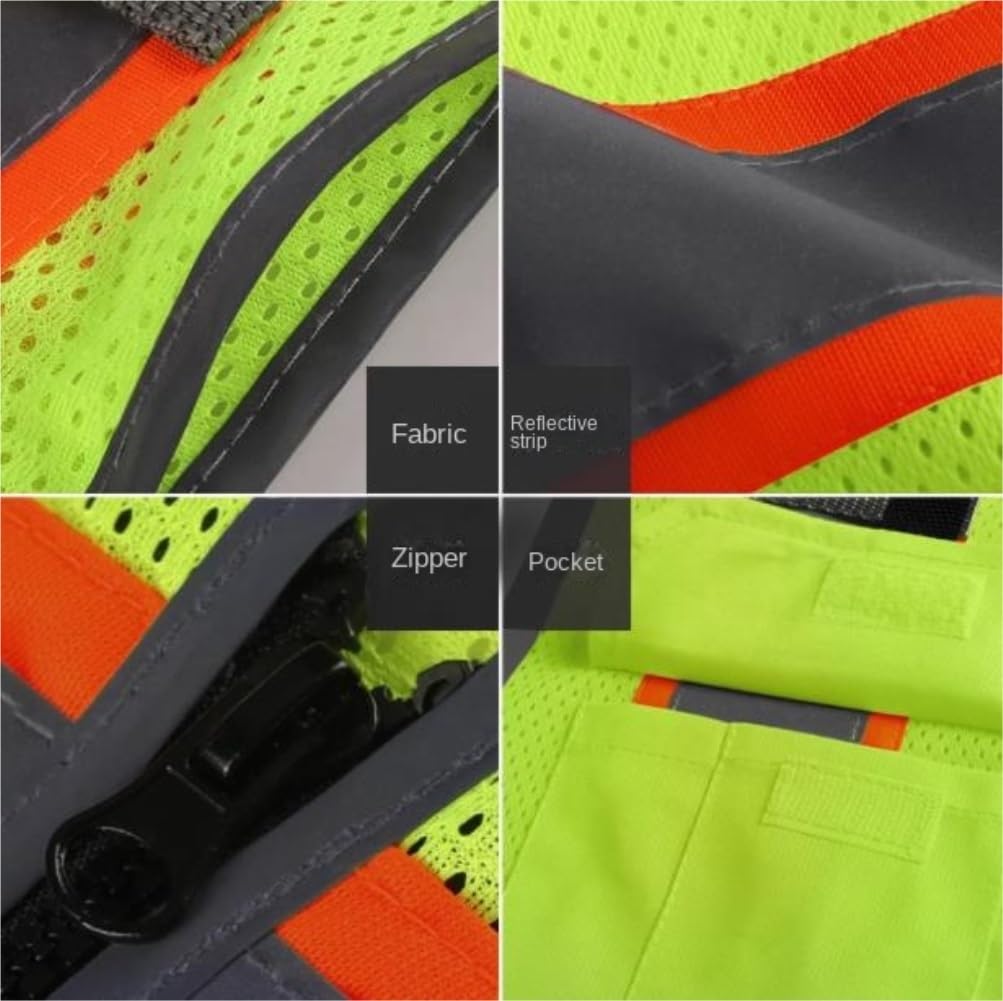 Chaleco Seguridad Chaleco Reflectante Transpirable Sitio De Construcción Ciclismo Tráfico Ropa Reflectante Seguridad(Oranje,XL)