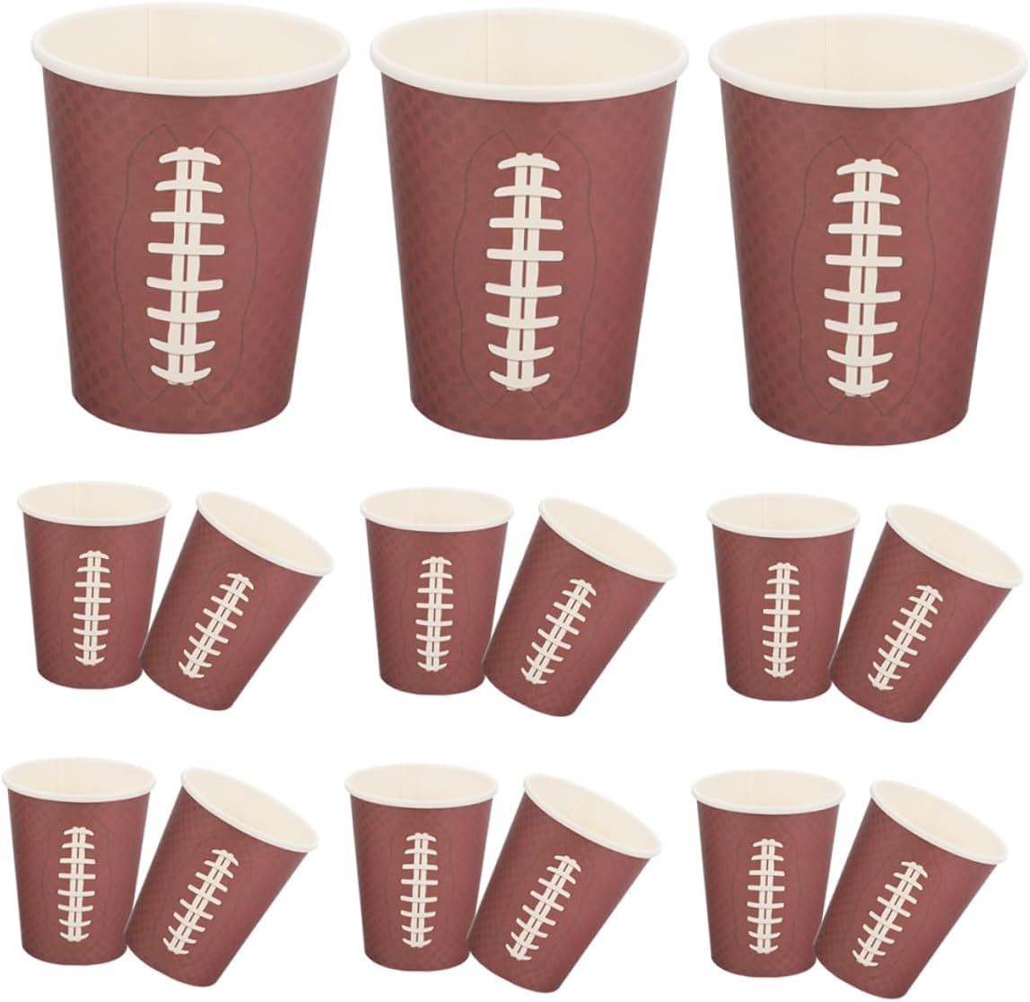 48pcs Rugby Themed Paper Cups Brown Thickened Disposable Beverage Cups for Game Day Parties Sports Events and Tailgating