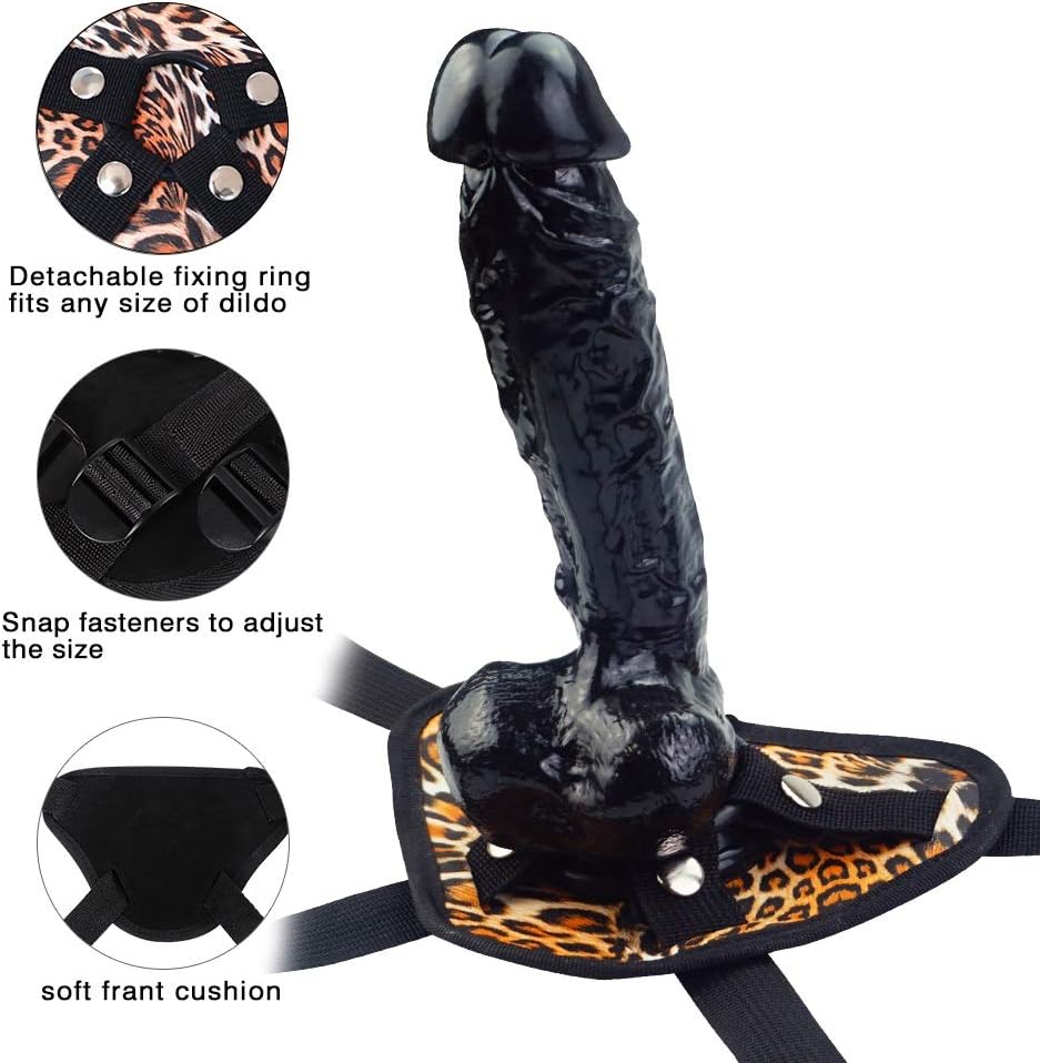 MEIJUNMAWEI 9inch Dilo Leather Strap On Pants Strapless,Strong Suction with Role Playing-Black