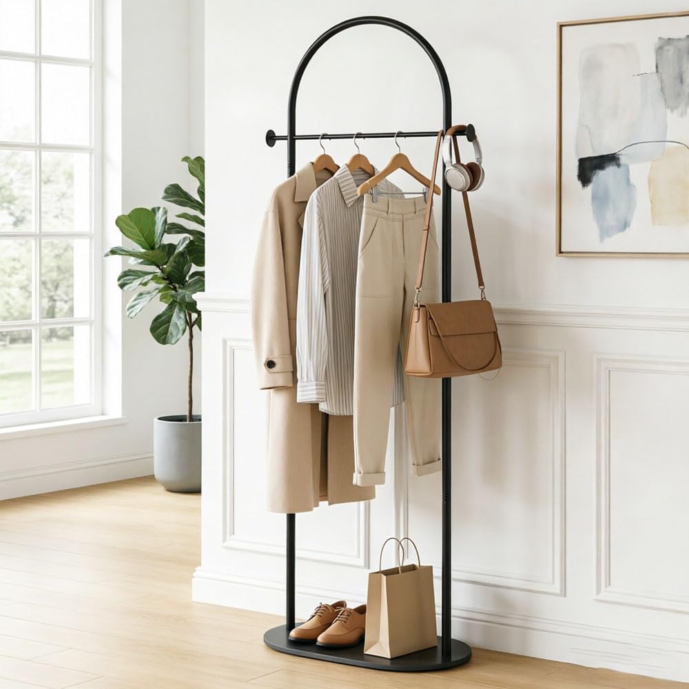 Kleine Kleiderständer, Freistehend Garderobenständer, Garderobe mit 2 Haken