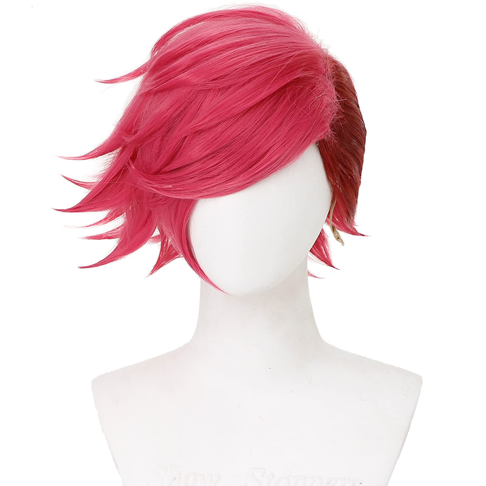 Hot Pink Cosplay Wig Short Anime Rose Red Costume Wig for Women and Girls Heat Resistant Synthetic Hair