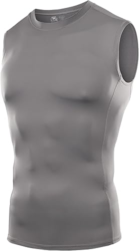 Miniatura 7 de DRSKIN Paquete de 4, 3 y 2 camisetas de compresión para hombre, sin mangas, atléticas, deportes, entrenamiento, correr, capa base activa