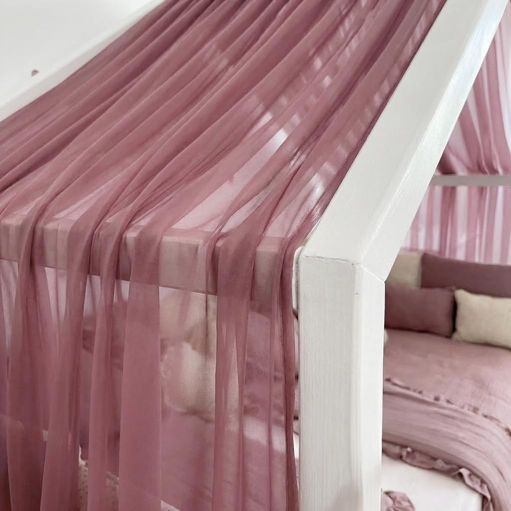Baby Fancyroom Baldacchino a baldacchino in tulle, fatto a mano, arricciato, baldacchino per lettino dei bambini (rosa antico, 360 cm)