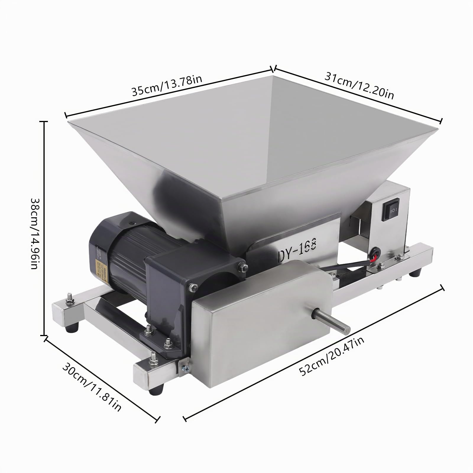 Broyeur à fruits électrique - 60 W - Broyeur à fruits et pain - 20 kg/h - 4 l - 1600 tr/min - Avec transmission - Couvercles de protection en plastique - Argenté