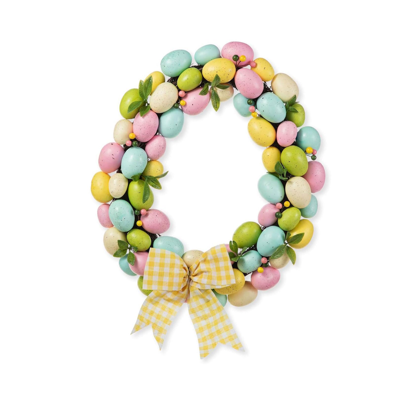 hogtnd Elegant Easter Wreath with Faux Eggs and Flower for Holiday Decoration Indoor Outdoor Use Garland Door Ornament Wreath