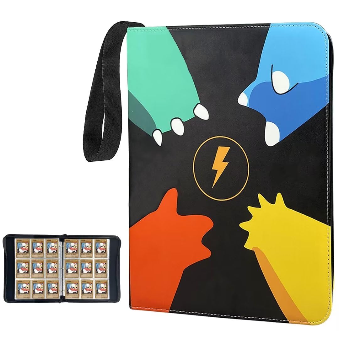 ASIYUN Card Binder for Pokemon Cards, 9 Pocket Baseball Card Binder, Trading Card Binder with 50 Removeable Sleeves Fits 900 Cards, Ideal Gift Carrying Cards Album Book for Boys and Girls(Black)