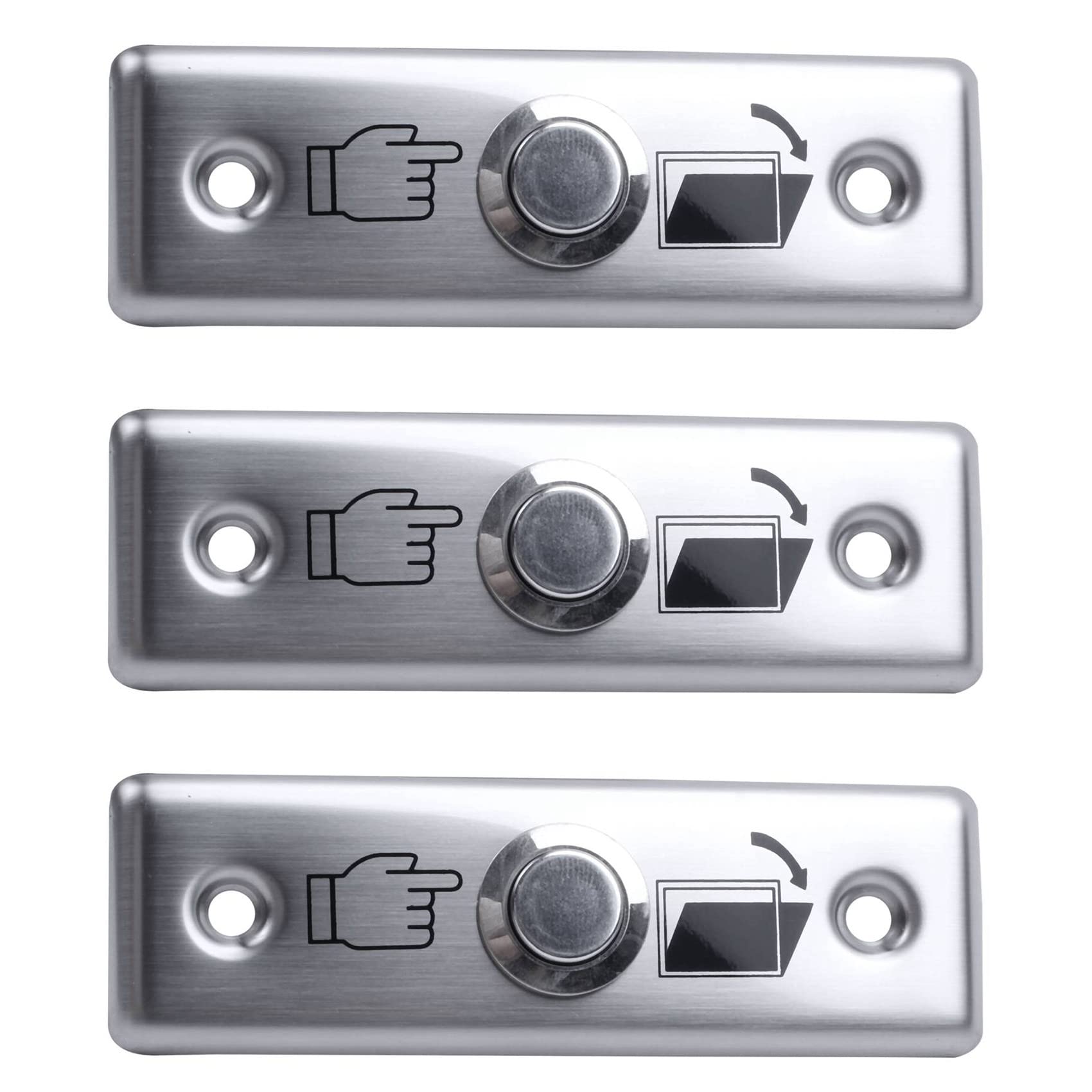 Manddlab Silver 3X Steel Door Exit Release Push Button Home Switch Part Of Access Control M1l3