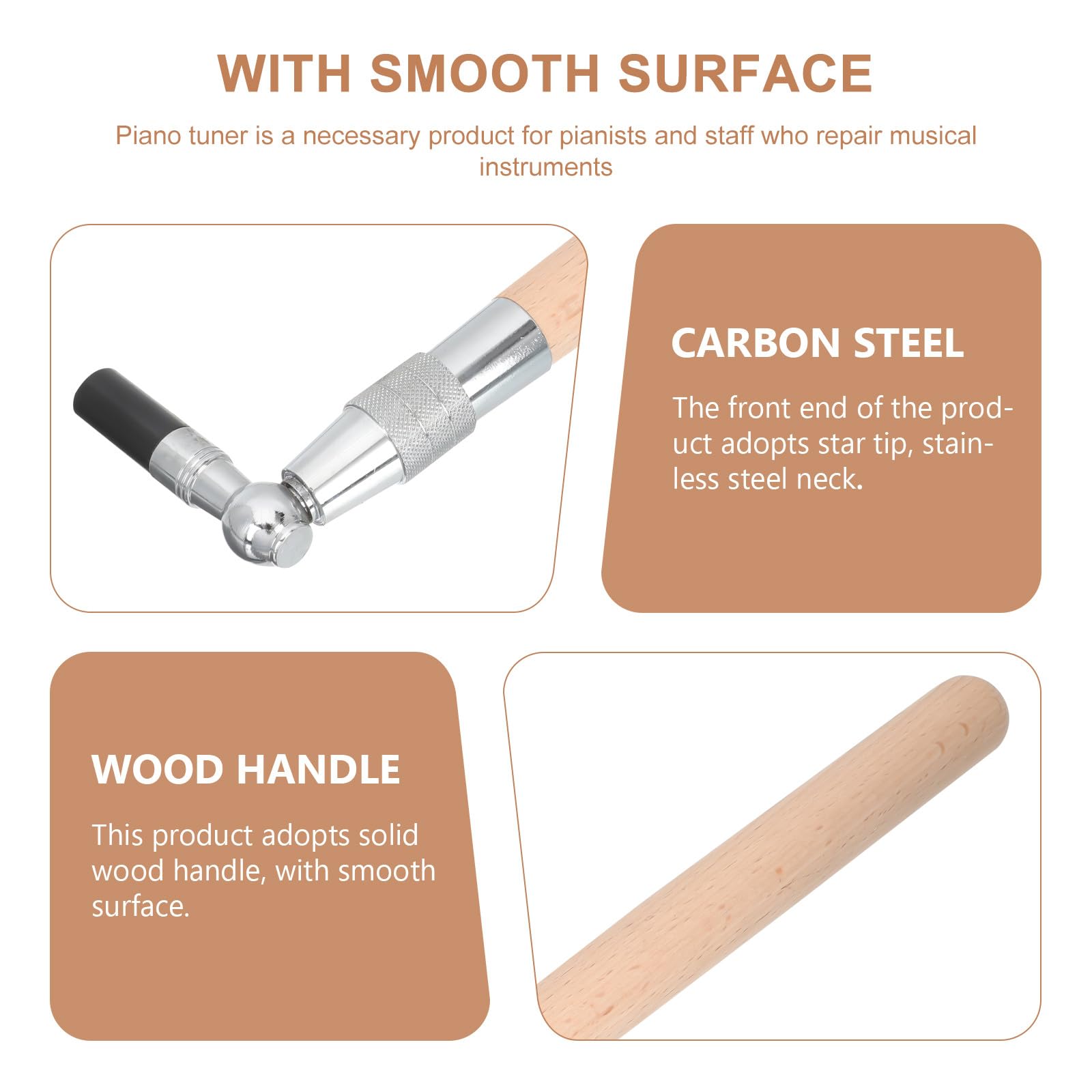 Herramienta para Afinación de Piano Profesional Material de Madera y Acero al Carbono, Cómoda de Sostener Buen Efecto de Afinado para Instrumentos Musicales