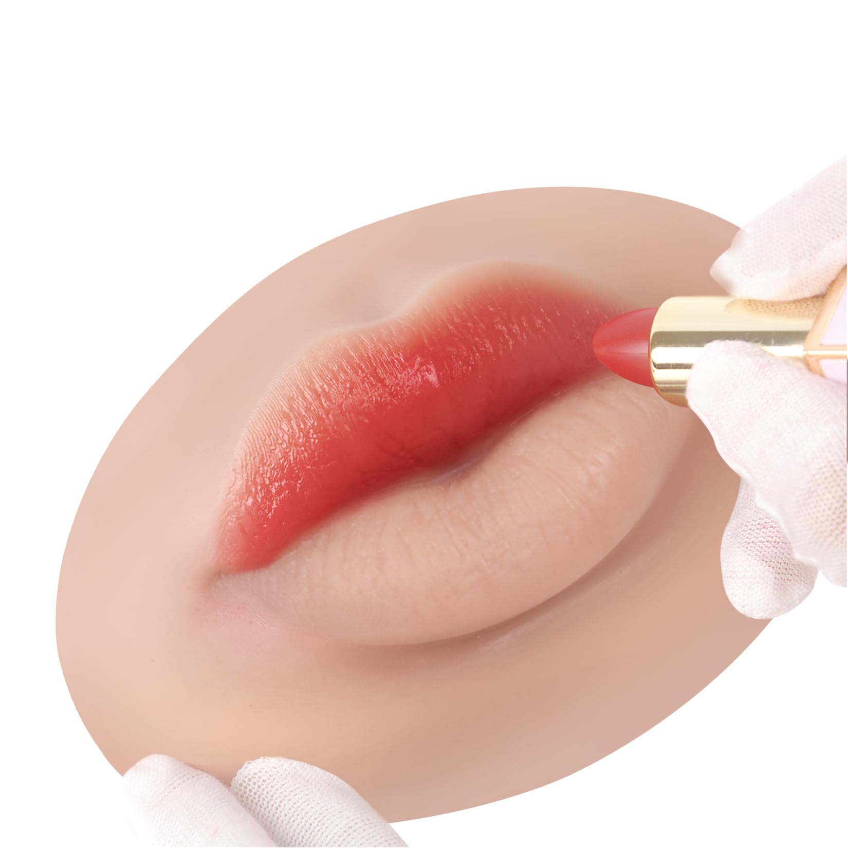 YEEFAIRY Platinum Silicone 3D Lip Mannequin + 1 Lipstick Kit for Makeup & Tattoo Practice Realistic Artificial Lips with Skin Texture Tool for SFX Beauty Beginner (Thick Big Lips