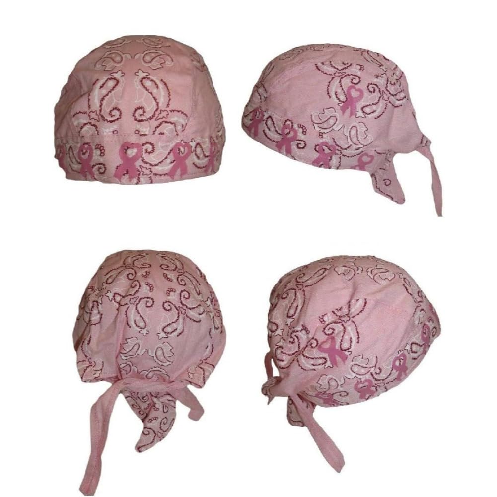 Breast Cancer Pink Ribbon Paisley Do Rag Doo Rag Skull Cap Head Wrap