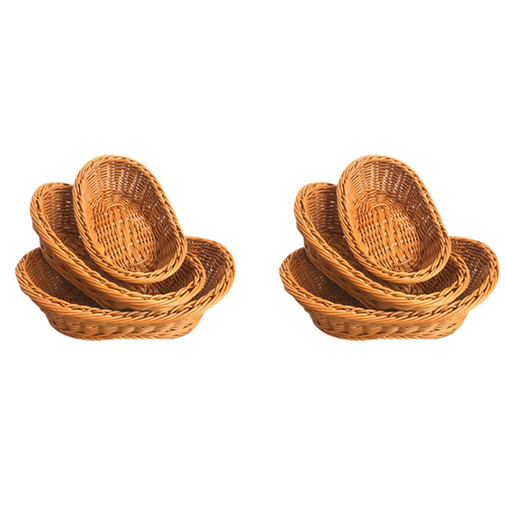 Hndhbfgrt Wicker Woven Bread Basket Serving Basket Set of 6,Storage Basket for Food Fruit Cosmetic Storage Table Top and Bathroom