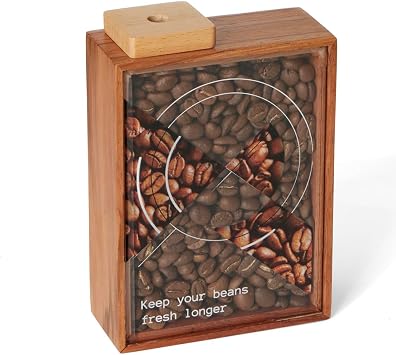 Coffee Bean Container, Coffee Jar with One-Way Exhaust Valve, Capacity 110-125g,Rosewood