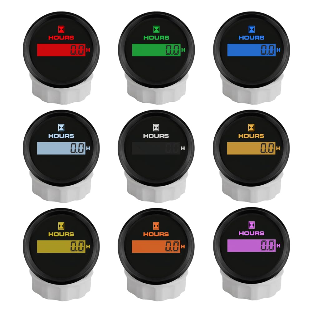 ELING 52mm contatore ore digitale ore regolabile con 8 colori retroilluminato 12V 24V per auto ATV UTV