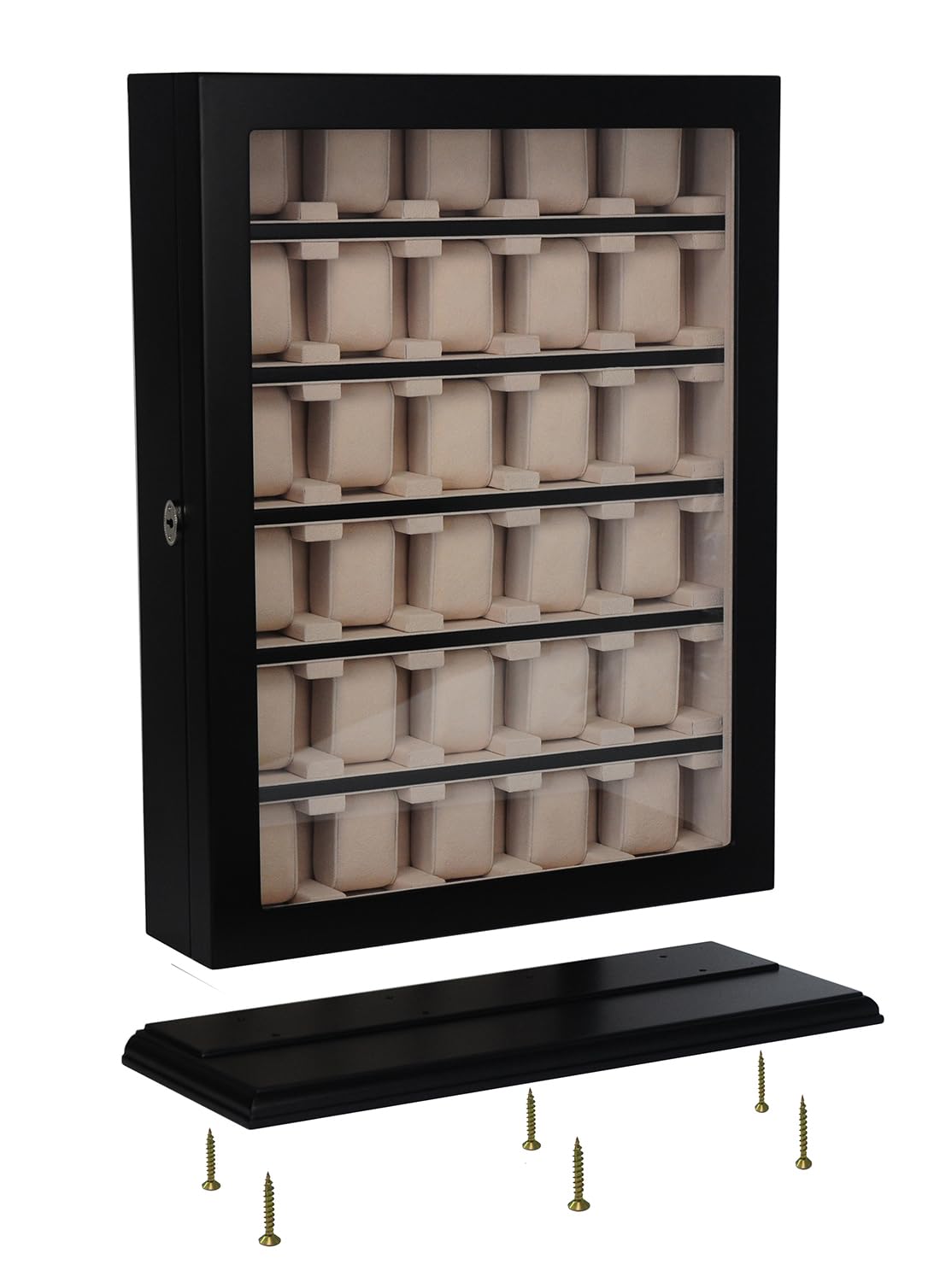 TIMELYBUYS Lot de 30 présentoirs muraux en bois noir pour montres surdimensionnées