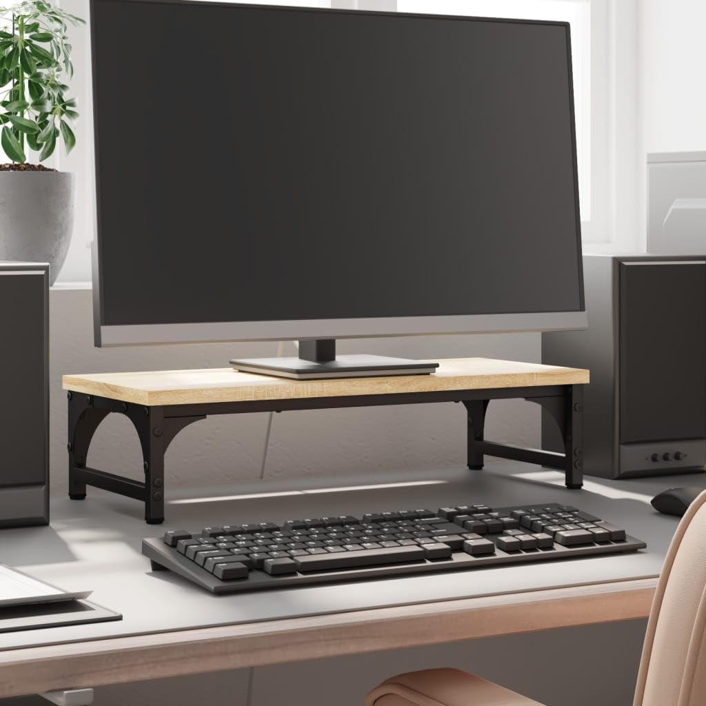 Supporto per monitor in rovere Sonoma, 55 x 23 x 14 cm, rialzo per monitor in legno, supporto ergonomico per monitor con gambe regolabili, per ufficio e scrivania