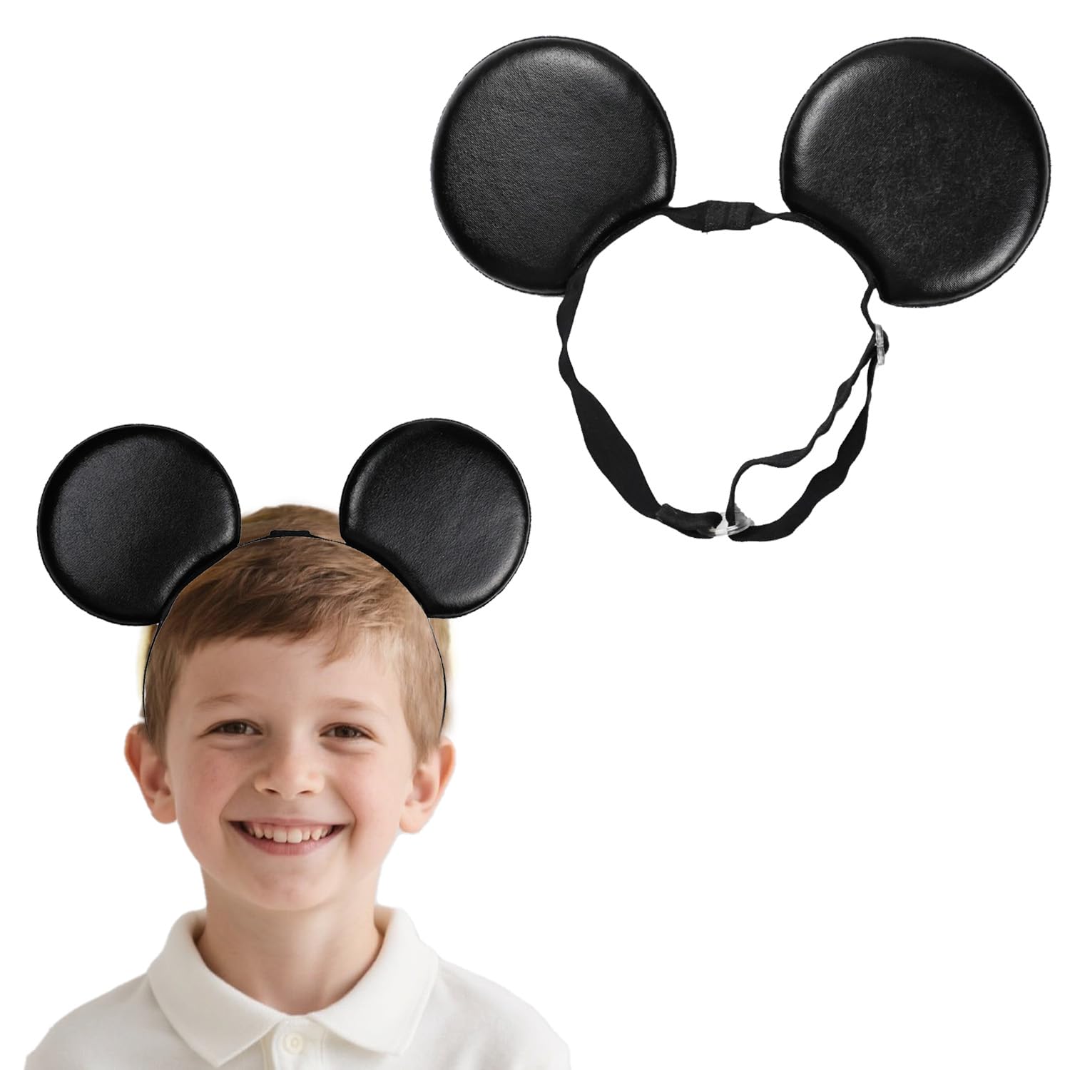 Batsysm Adjustable Mouse Ears Headband, PU Ears Elastic Hairband for Unisex Kids Baby Boys Girls Kid Party Supplies