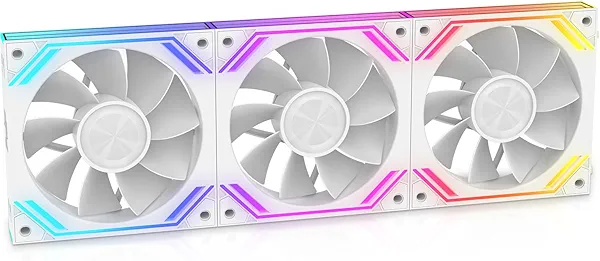 G120Pro Reverse PC Fans White | Daisy Chain Connection | 120mm PWM Fans1850RPM | Double Sided Infinity Mirror for Computer Case Cooler(White)