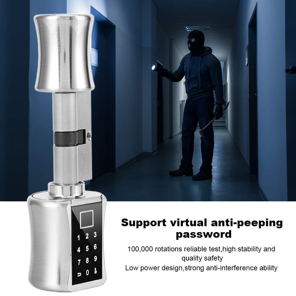 Sonew 3 en 1 Serrure Connectée, Serrure de Porte Biométrique Intelligente À Empreinte Digitale, Empreinte Digitale + Clé + Mot De Passe pour La Maison, Les Appartements(70 MM)