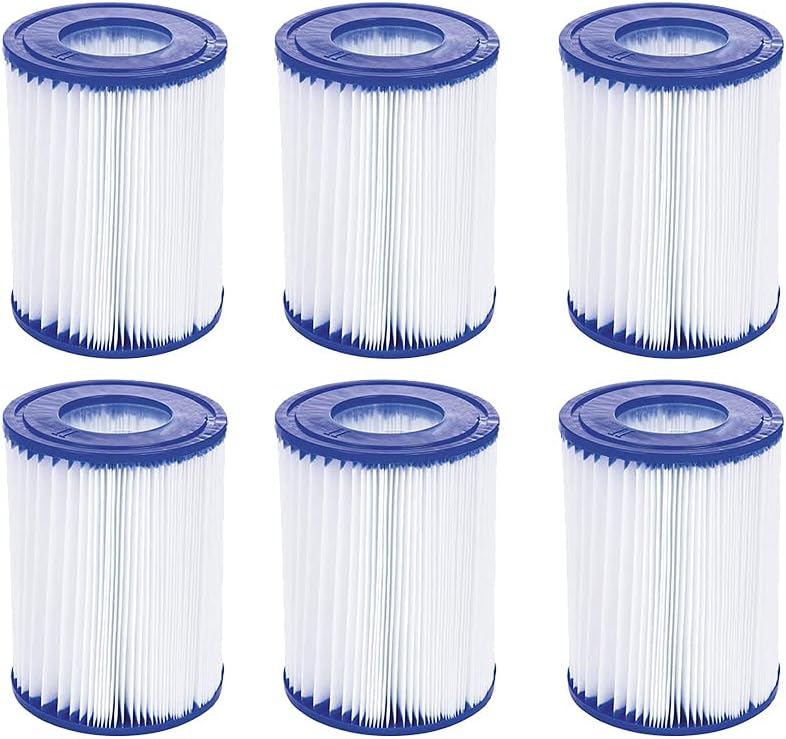 WuYan 6 Pack Swimming Pool Filter Compatible for Cartridge Type II, Replacement Hot Tubs Filter Compatible with Lay Z Spa Filter Pump