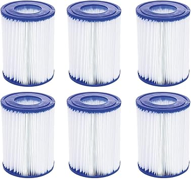 WuYan 6 Pack Swimming Pool Filter Compatible for Cartridge Type II, Replacement Hot Tubs Filter Compatible with Lay Z Spa Filter Pump