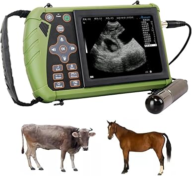 Rectal & Convex Dual-Use Probe Veterinary Ultrasound Machine for Cattle and Horse, Portable Handheld Vet Scanner for Pregnancy and Reproduction Check on Farm