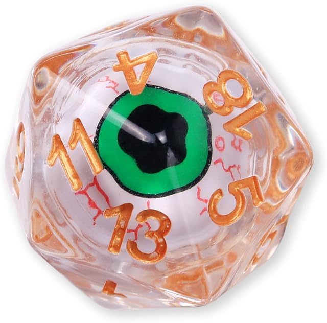 Byhoo DND Eyeball Dice with Metal case, DND Dice Box for Dungeons and Dragons, 5e DND Accessories Board Game Unique Dice Gift for RPG Starter Beginner, Resin Bloodshot Eyeball Dice, D20, Dice Holder