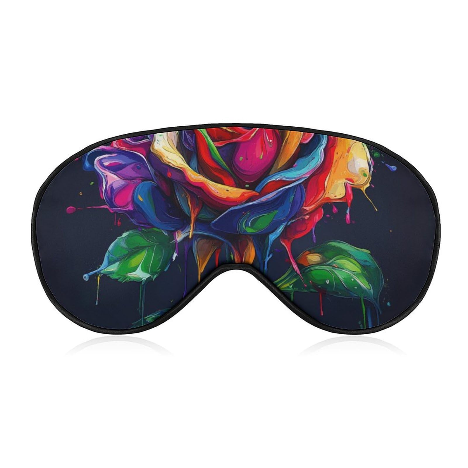 Artistic Splash Roses Sleep Mask Eye Shade Cover Adjustable Strap for Travel Lunch Break Women Men