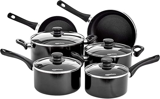Amazon Basics 6 Pezzi Batteria da Cucina Antiaderente a Induzione...