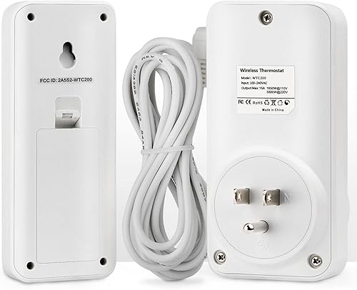 Miniatura 2 de DIGITEN Termostato inalámbrico enchufable con control remoto para reptiles con sensor de temperatura, termostato inalámbrico para el hogar, color