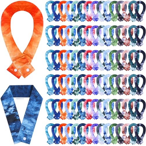 Image of Cooling Neck Wraps with Snap Button Tie Dye Ice Scarf Cooling Bandana Cooler for Summer Women Men Pet