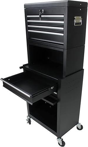 Miniatura 8 de Caja organizadora de herramientas con ruedas de 6 cajones, caja de herramientas de alta capacidad de 2 niveles con ruedas, baúl de herramientas con