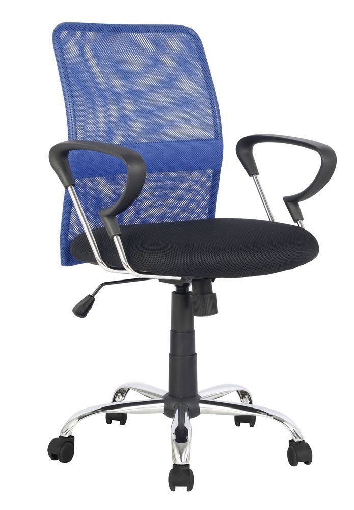 La Silla Española Salamanca Oficina sin Reposacabezas, Piel_sintética, Azul, 51.50x113x63.50 cm