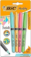 Pincel Marcador de Texto Cores Pastel BIC Marking, Ponta Chanfrada, Grip, 1.5 - 3.5mm, 970913, 4 Cores