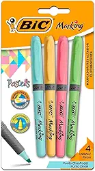 Pincel Marcador de Texto Cores Pastel BIC Marking, Ponta Chanfrada, Grip, 1.5 - 3.5mm, 970913, 4 Cores