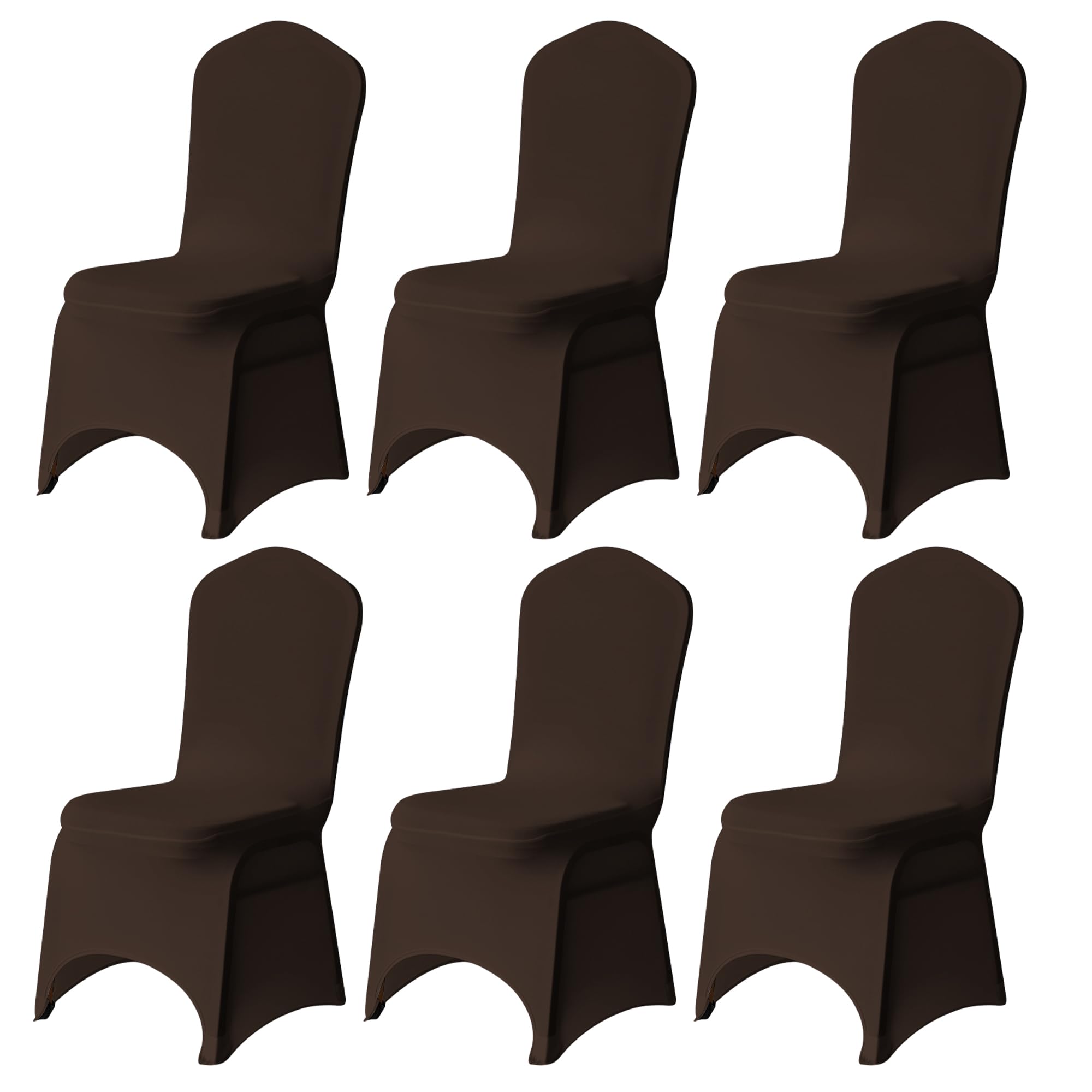 Trimming Shop 6pcs Chocolate Brown Wedding Chair Covers Stretch Slipcovers