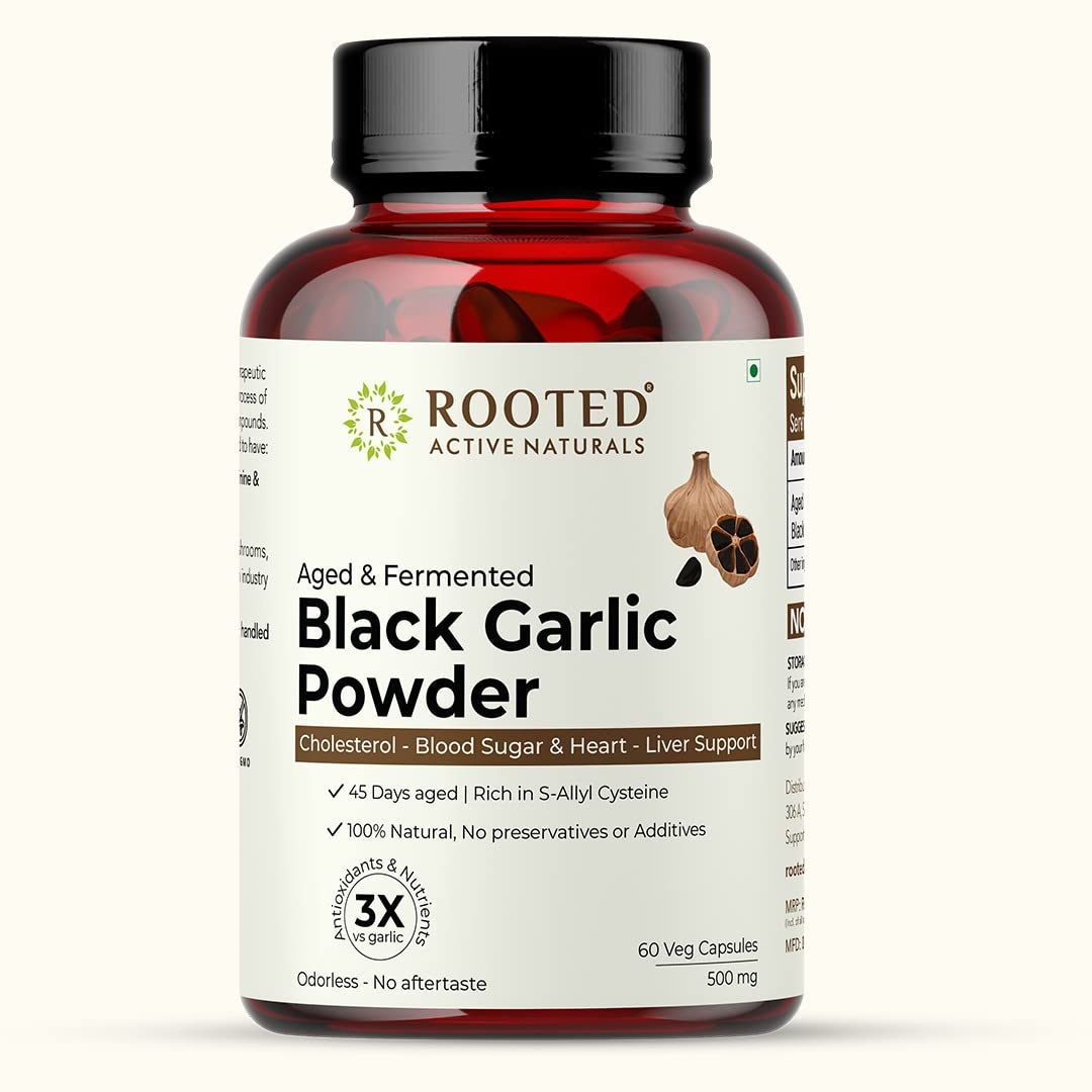 Rooted Actives Natural Garlic Capsules | Aged & Fermented Black Garlic Capsules Rooted | 60 Capsules (B0C6DMXT6N) Amazon Price History, Amazon Price Tracker