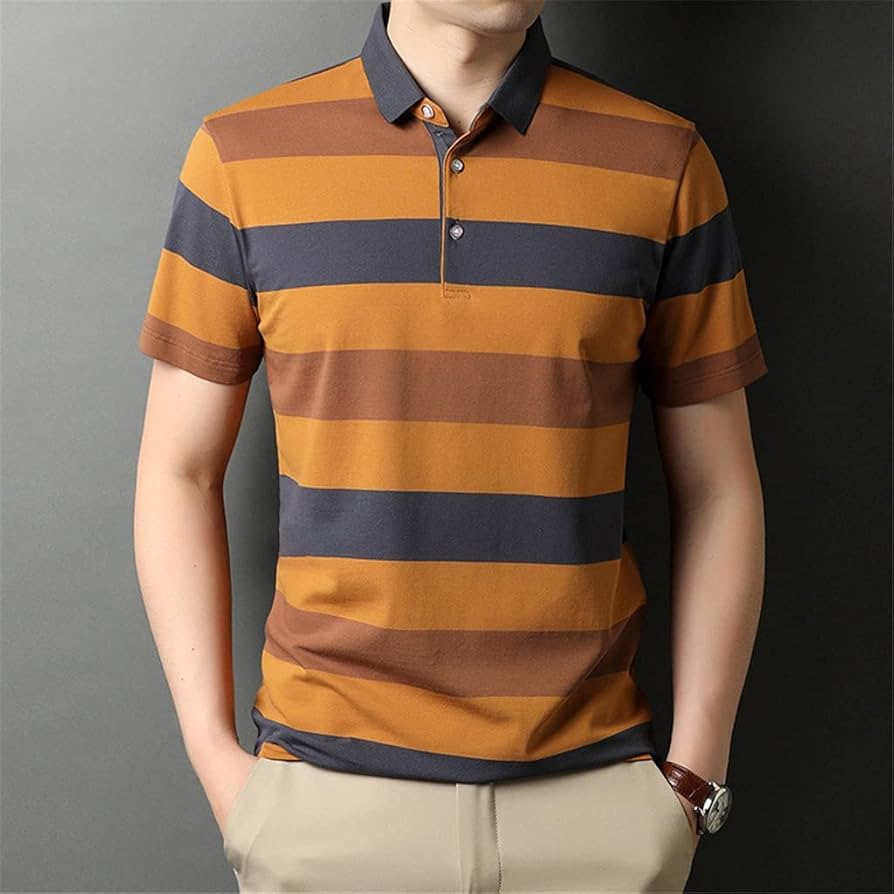 Amazon.co.jp: Multi Color Polo Shirt Men Short Sleeve