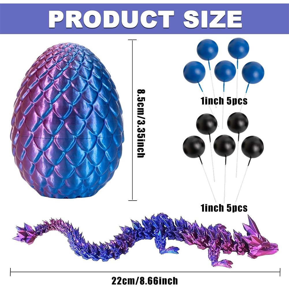 3D Dragon Cake Decorations Purple Dragon CakeTopper Blue Black Balls Cake Decor Fantasy Themed Cake Decor for Birthdays,Girl Showers & Medieval Events (Purple) - Image 2