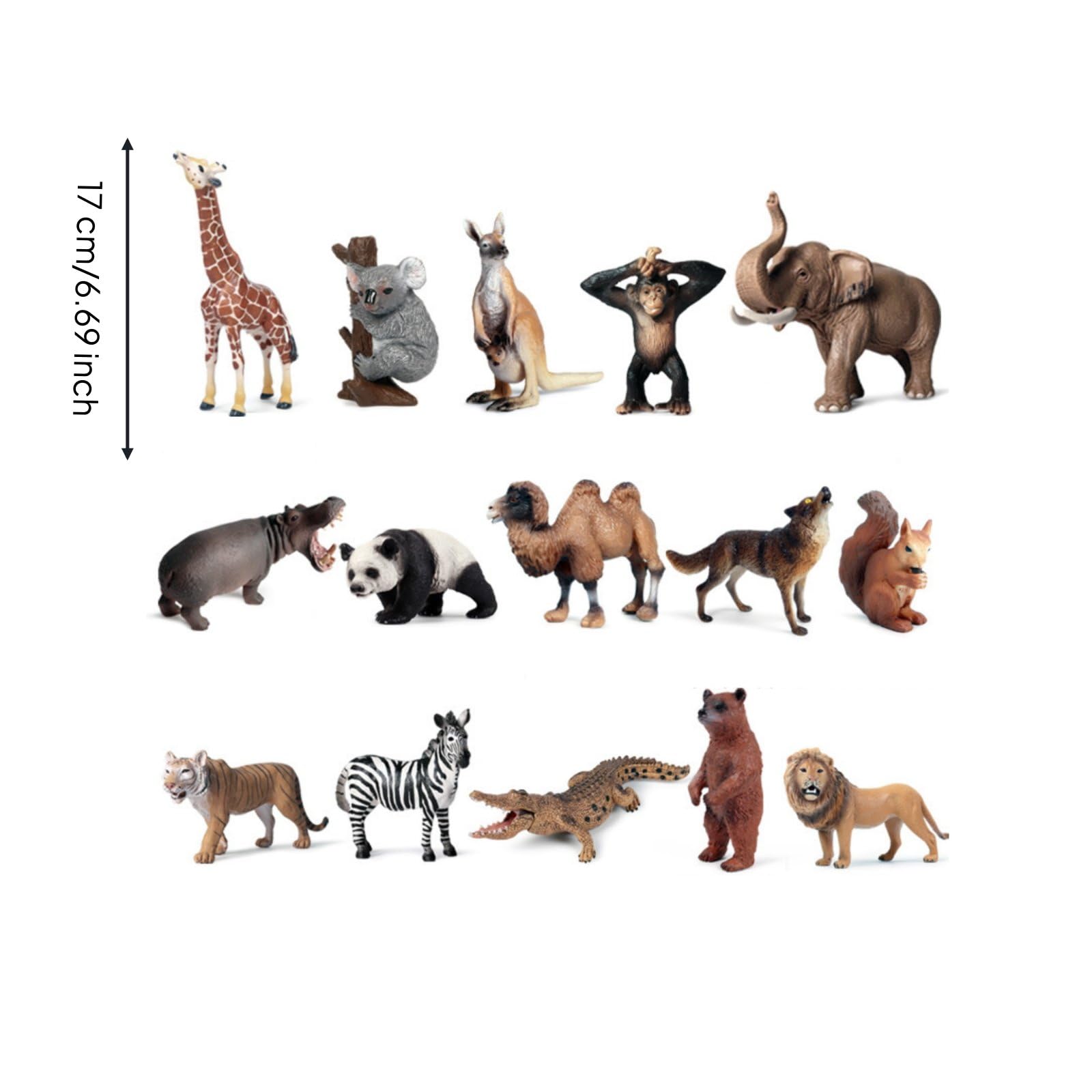 harayaa Wildlife Figurine Tierfigur Set Handbemalte Elefant Dekorationsfigur Detailgetreu für Kinderzimmer Lernspielraum