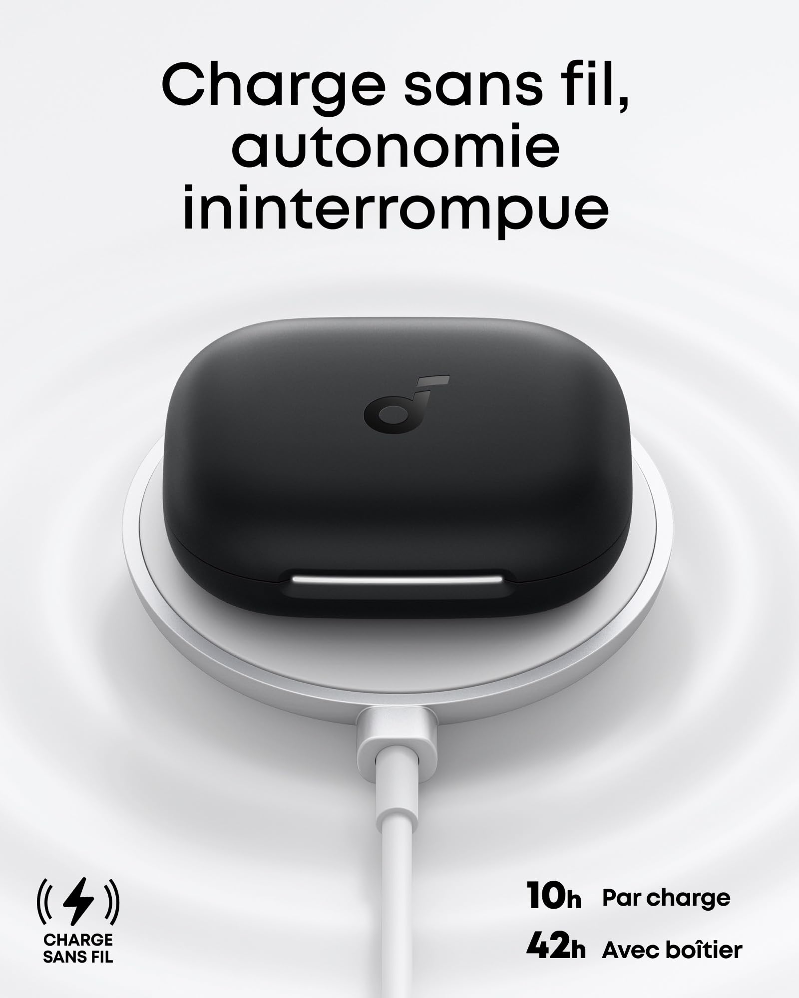 soundcore AeroFit 2 by Anker, écouteurs oreilles libres, 4 positions réglables, basses 2x plus riches, Hi-Res, autonomie 42h, IP55, appels clairs avec IA, chargement sans fil, traduction en temps réel