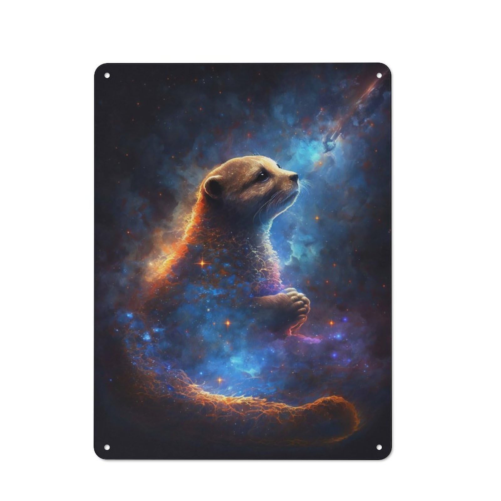 Junmoney Cosmic Otter For Hobby Room Or Studio, Retro-Style Tin Sign 40X30cm, For Room Styling Across Hobby Rooms And Studios