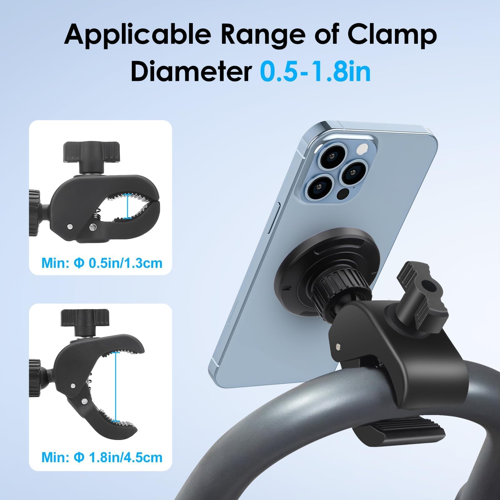 EEEKit Support Téléphone Vélo, Magnétique Moto Porte Téléphone pour iPhone Magsafe et Tous Smartphones, pour Stationnaire Vélo Course Tapis Fitness Équipement